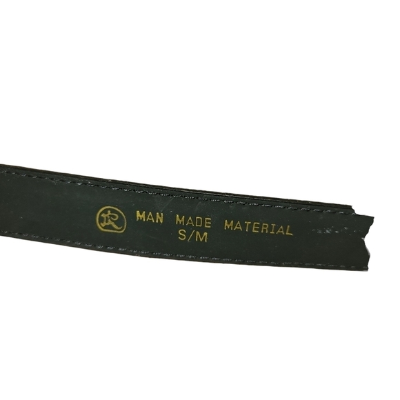 Vintage Belt Crocodile Print Metal Accents Black Silver S/M